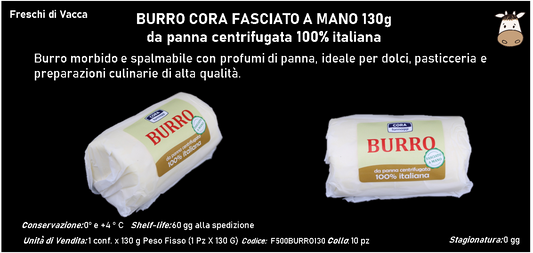 BURRO CORA FASCIATO A MANO 125 g da panna centrifugata 100% italiana