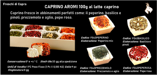 CAPRINO FRESCO AROMI E FRUTTA 100g PESO FISSO al latte caprino