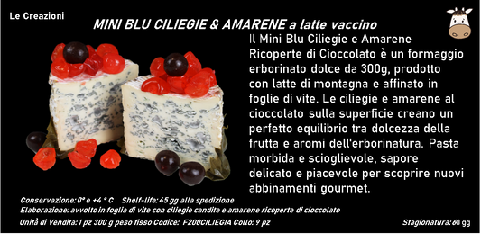 MINI BLU CILIEGIE & AMARENE a latte vaccino 300 g PESO FISSO