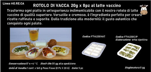 ROTOLO DI VACCA 20g x 8pz al latte vaccino 160 g PESO FISSO