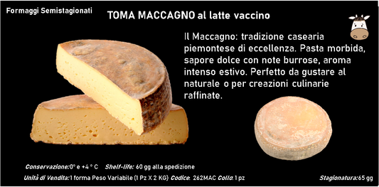 TOMA MACCAGNO al latte vaccino 2 kg ca.